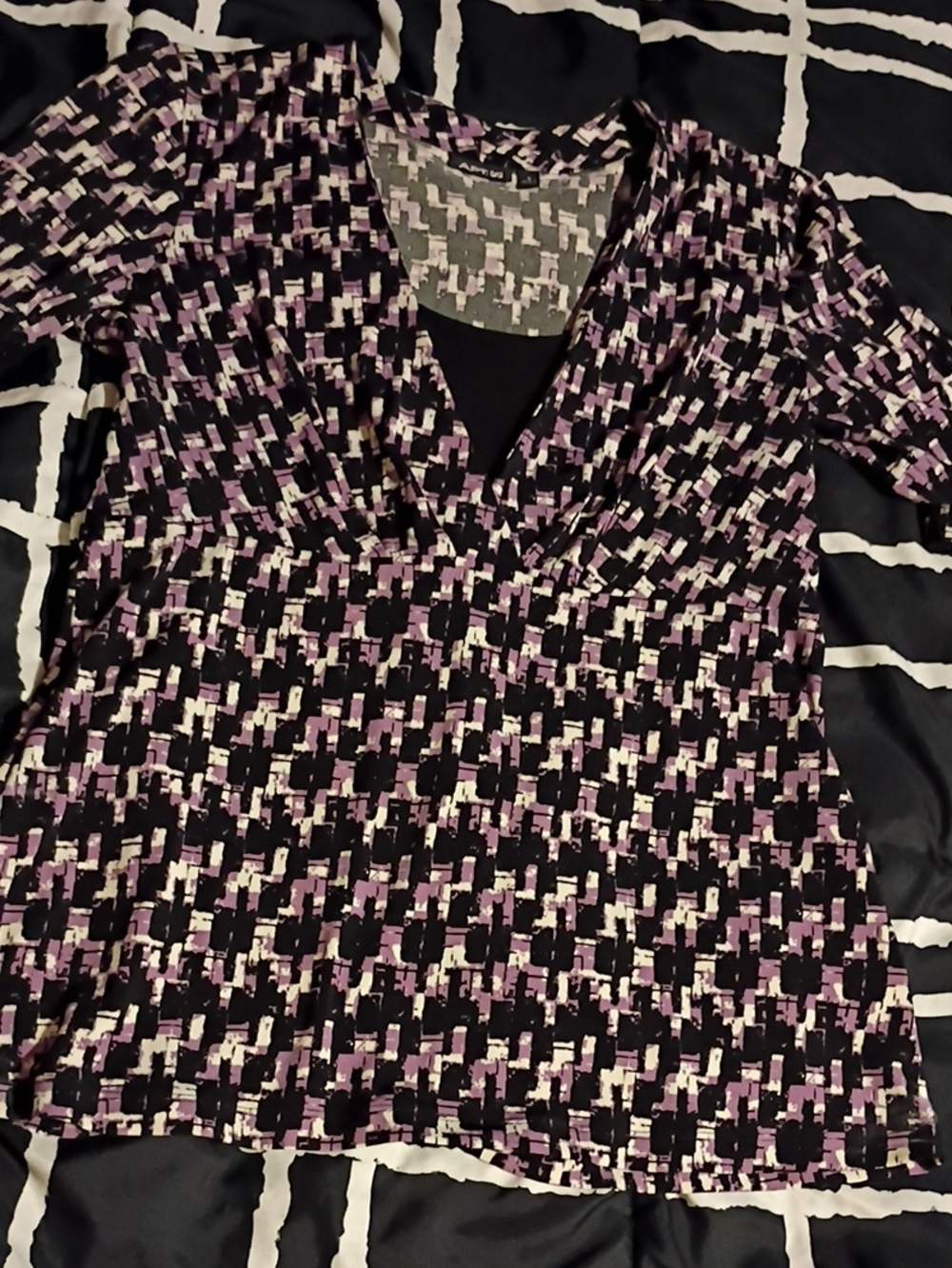 Apt. 9 Black and Lavender Abstract Print Top